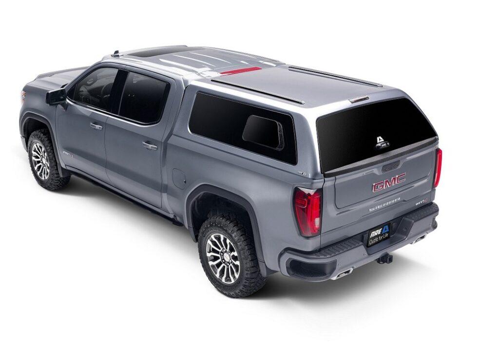 ARE Z2 FIBERGLASS TRUCK CAP ON A GMC SIERRA SILVER