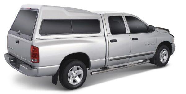 ARE TW FIBERGLASS HIGH RISE TRUCK CAP ON DODGE RAM SILVER