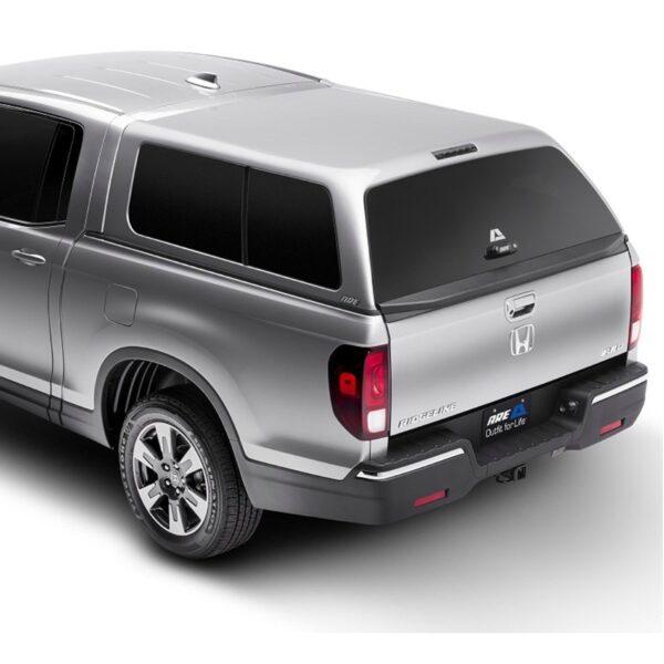 ARE Z SERIES FIBERGLASS TRUCK CAP ON SILVER HONDA RIDGELINE REAR QRT HERO