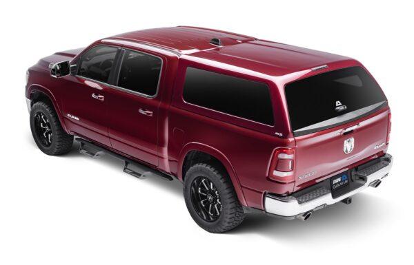 ARE Z2 FIBERGLASS CAB HIGH TRUCK CAP ON DODGE RAM 2019 RED REAR QTR